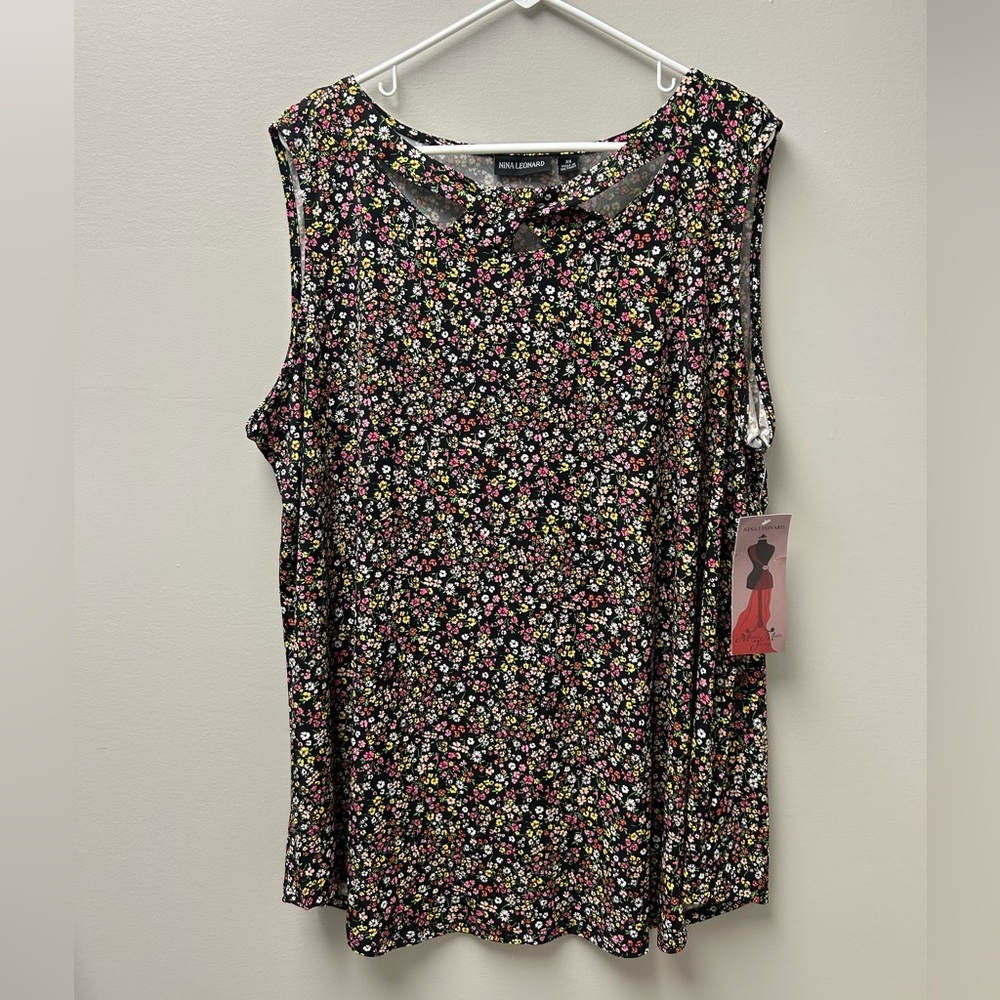 Nina Leonard Women’s Floral Blouse Tank Top